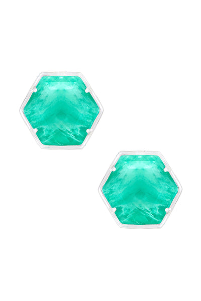 Amazonite Hexagon Post Earrings - SF