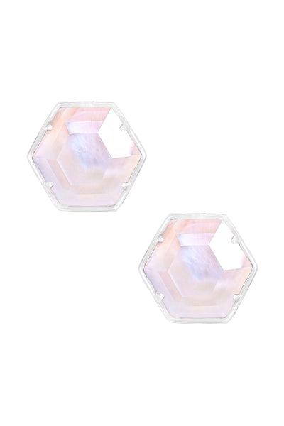 Mother Of Pearl Hexagon Post Earrings - SF
