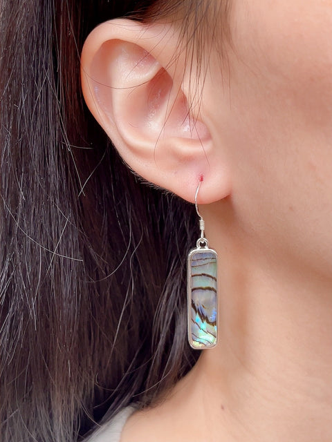 Abalone Quartz Rectangle Earrings - SF