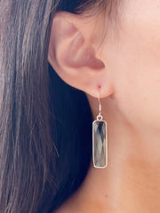 Hematite Rectangle Drop Earrings - SF