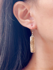 Lily Fossil Rectangle Drop Earrings - SF