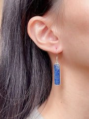 Lapis Rectangle Drop Earrings - SF