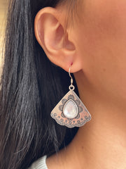 Mother Of Pearl Vintage Fan Earrings - SF