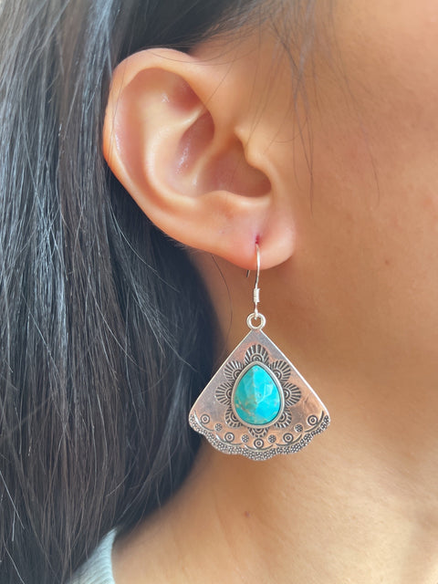 Turquoise Vintage Fan Earrings - SF