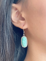 Amazonite Halo Drop Earrings - SF