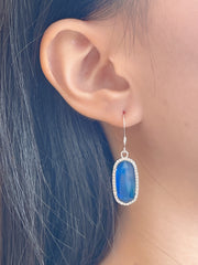 Labradorite Doublet Halo Drop Earrings - SF