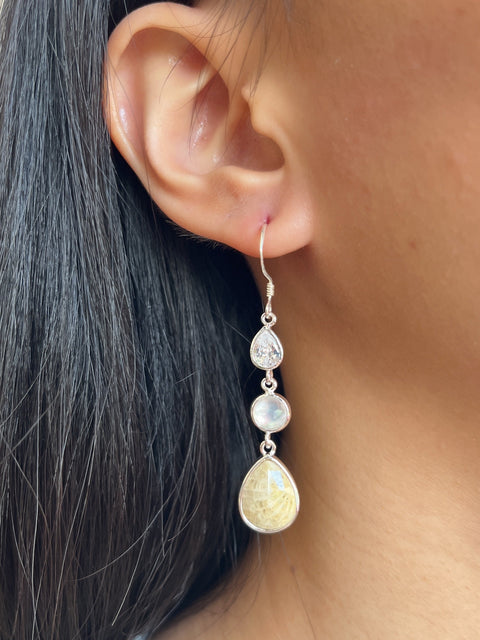 Lily Fossil Drop Earrings - SF