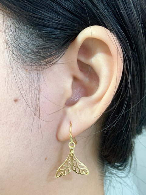 Whale Tail Drop Earrings - GF