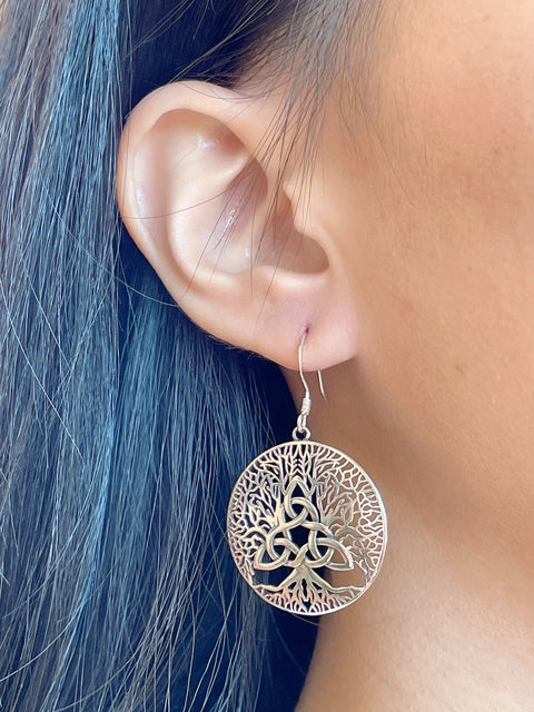 Sterling Silver Celtic Gaia Drop Earrings - SS