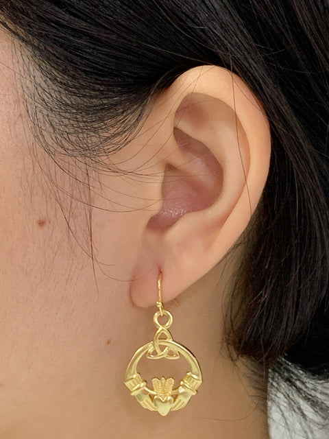 Irish Claddagh Drop Earrings - GF