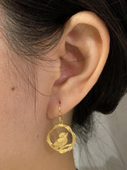 14k Gold Plated Owl Drop Earrings - GF