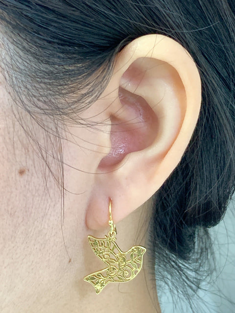 14k Gold Plated Dove Drop Earrings - GF