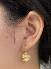 14k Gold Plated Sunflower Drop Earrings - GF