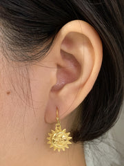 14k Gold Plated Sun & Moon Drop Earrings - GF