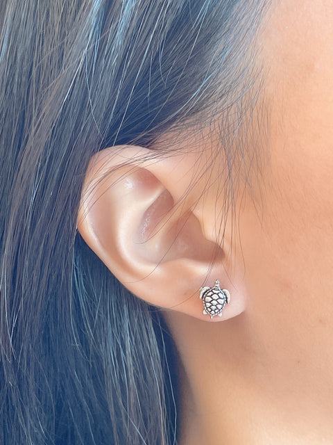 Sterling Silver Sea Turtle Post Earrings - SS