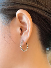 Sterling Silver Oxidized Hoop Earrings - SS