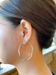 Sterling Silver Freeform Hoop Earrings - SS