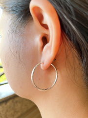 Sterling Silver Diamond Cut Hoop Earrings - SS