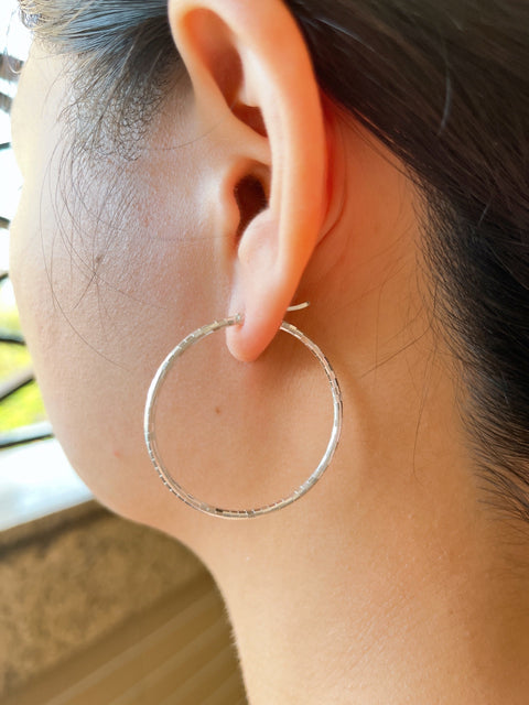Sterling Silver Diamond Cut Hoop Earrings - SS