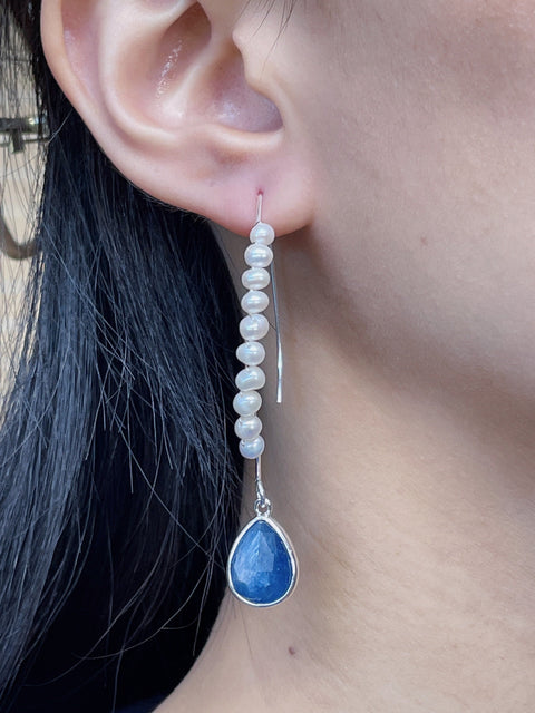 Kyanite & Sterling Silver Threader Earrings - SS