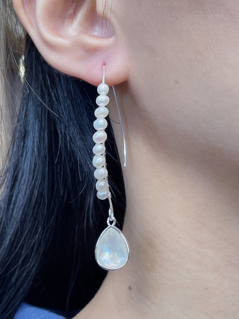 Mother Of Pearl & Sterling Silver Threader Earrings - SS