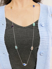 Gemstone Long Station Necklace - SF