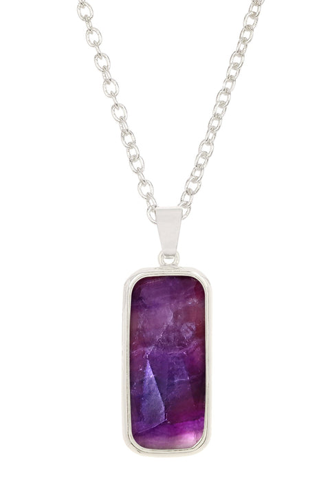 Amethyst Rectangle Pendant Necklace - SF