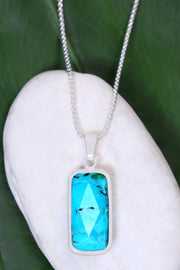 Turquoise Rectangle Pendant Necklace - SF