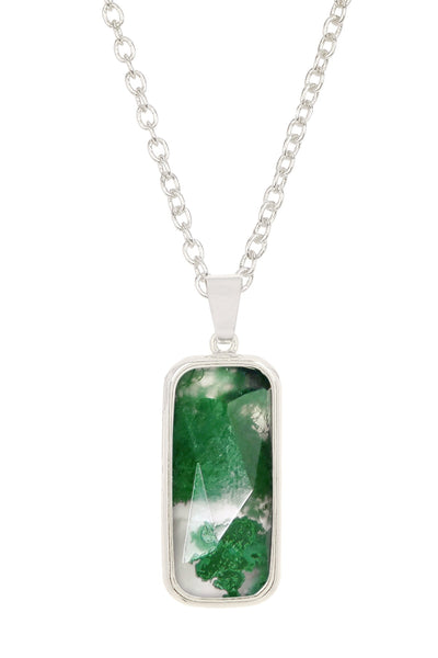 MoSS Agate Rectangle Pendant Necklace - SF