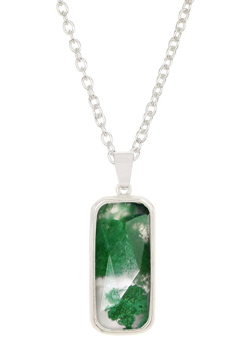 MoSS Agate Rectangle Pendant Necklace - SF