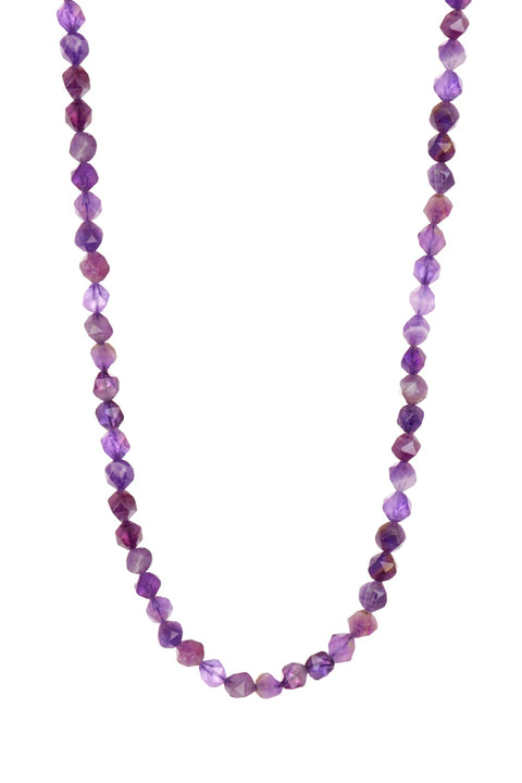 Amethyst Fancy Cut Beads Necklace - SF