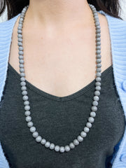 Gray Druzy Quartz Mala Beads Necklace - SF