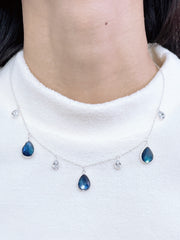 Labradorite Doublet With CZ Station Necklace - SF