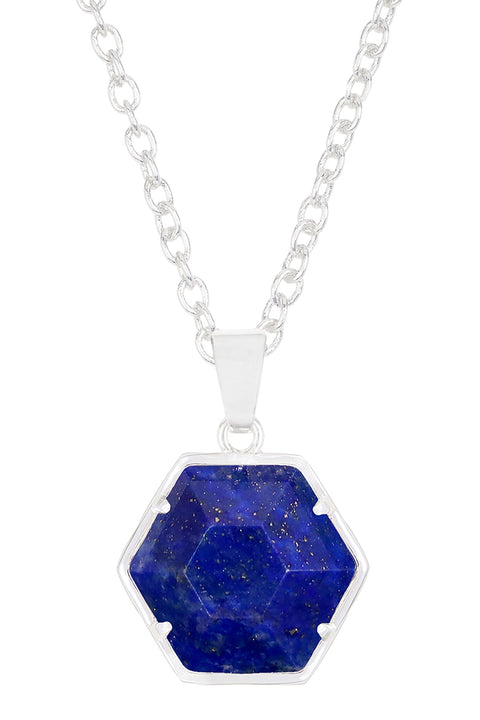 Lapis Hexagon Pendant Necklace - SF