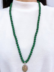 Malachite Beads Necklace With Unakite Pendant - SF