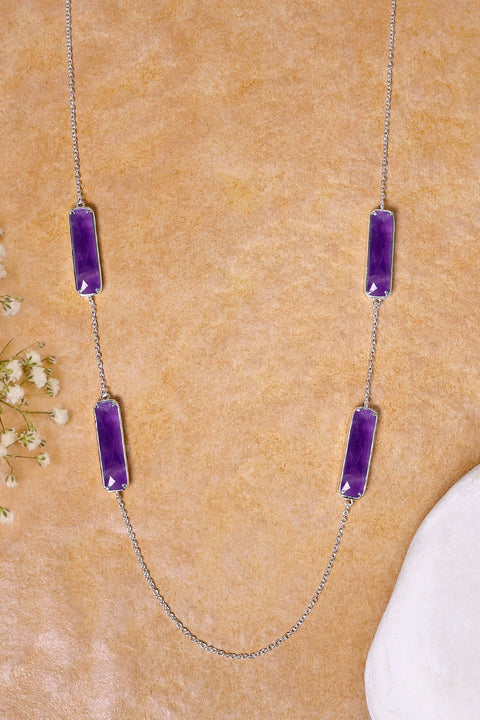 Amethyst 24" Station Necklace - SF