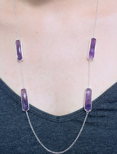 Amethyst 24" Station Necklace - SF