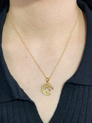 Moon & Tree Drop Pendant Necklace - GF
