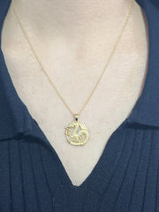 14k Gold Plated Dragon Pendant Necklace - GF