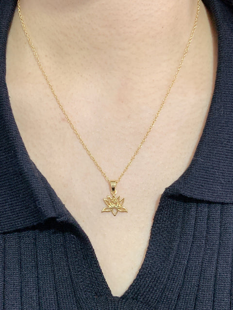 14k Gold Plated Lotus Pendant Necklace - GF