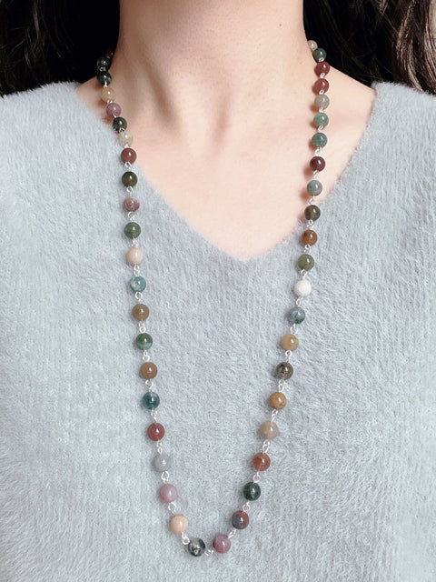 Mixed Jasper Mala Beaded Necklace - SF