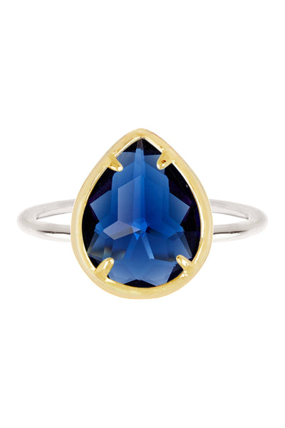 London Blue Crystal Teardrop Ring - SF