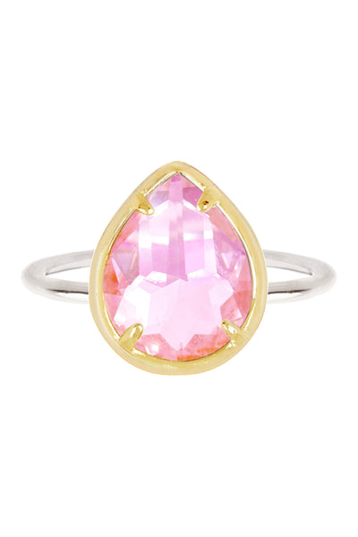 Pink Crystal Teardrop Ring - SF