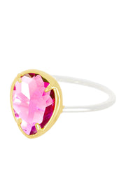 Pink Crystal Teardrop Ring - SF