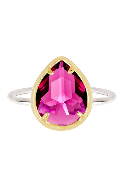 Raspberry Crystal Teardrop Ring - SF