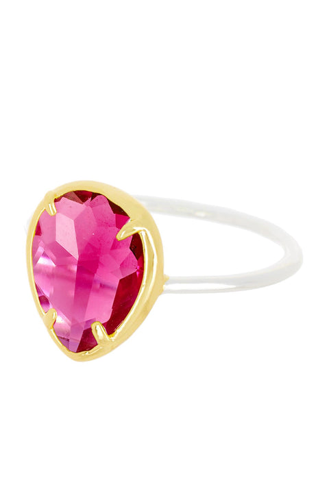 Raspberry Crystal Teardrop Ring - SF