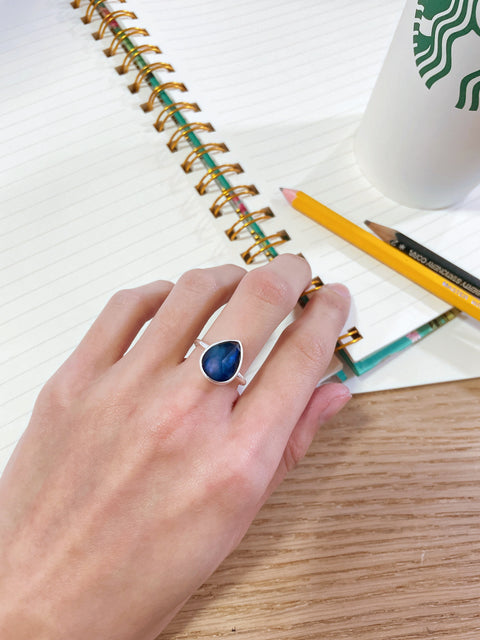 Labradorite Doublet Teardrop Ring - SF