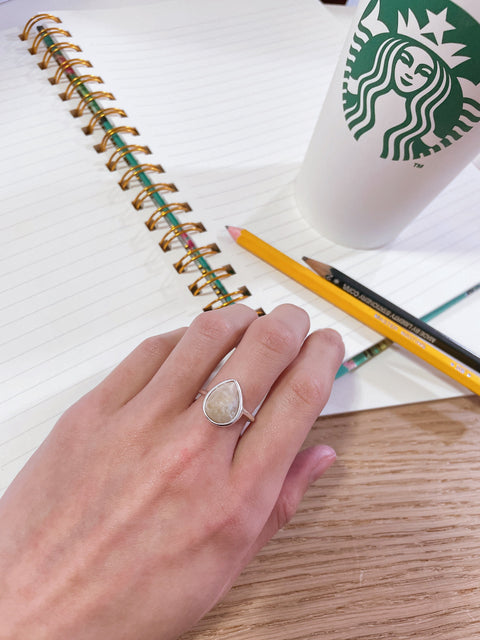 Lily Fossil Teardrop Ring - SF