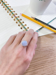 Blue Lace Agate Round Ring - SF