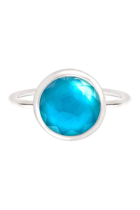 Blue Mother Of Pearl Round Ring - SF